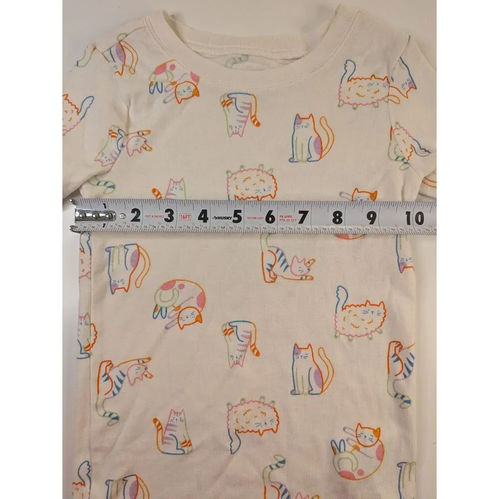 Old Navy girls size 5T cat print short sleeve shirt 100% cotton